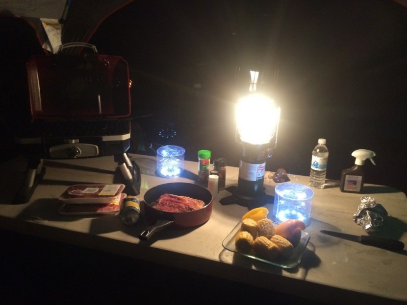 coleman northstar - the northstar lights up the cooking area and the luci lights help out.