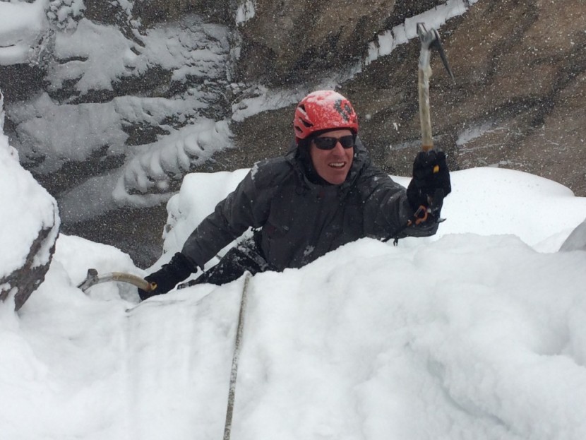 hardshell jacket - there&#039;s ice under all that snow somewhere, and our head tester is...