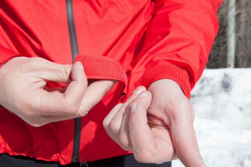 patagonia m10 - the wrist enclosures on this jacket are large swatches of velcro...