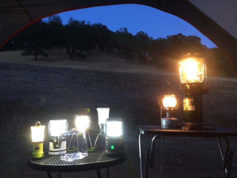lantern - battery and solar powered contenders on the left and fuel powered...