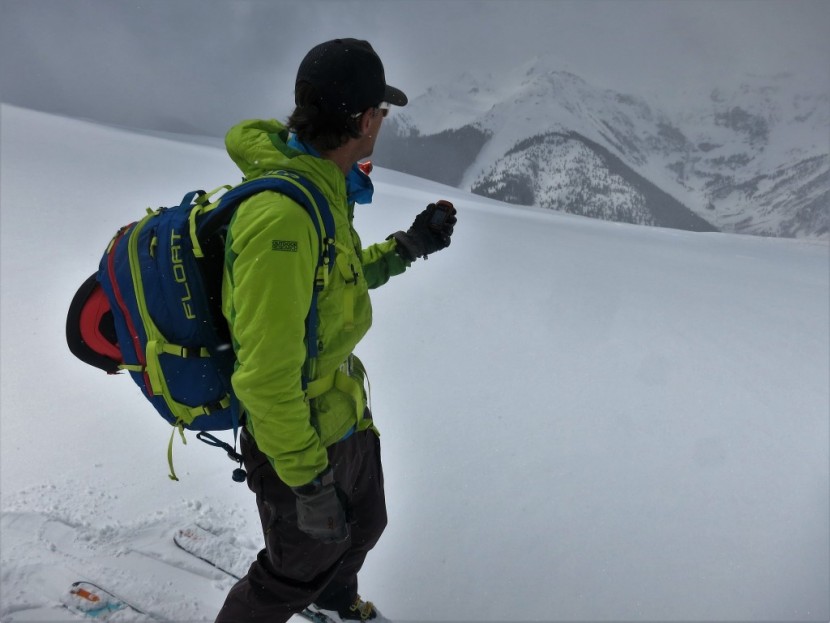 garmin etrex 20x - dan (our main tester) marks a way point as a storm begins to roll in.