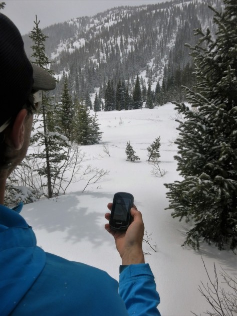 garmin oregon 600t - taking a look at a potential back country line through the trees...