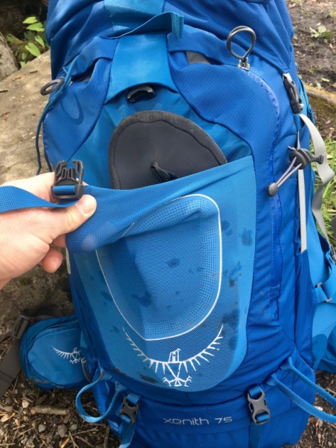 osprey xenith 75 - this is the stretchy mesh pocket featured on the pack of this pack...