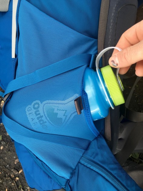 osprey xenith 75 - the xenith 75 mesh water bottle pockets have two holes and allow a...