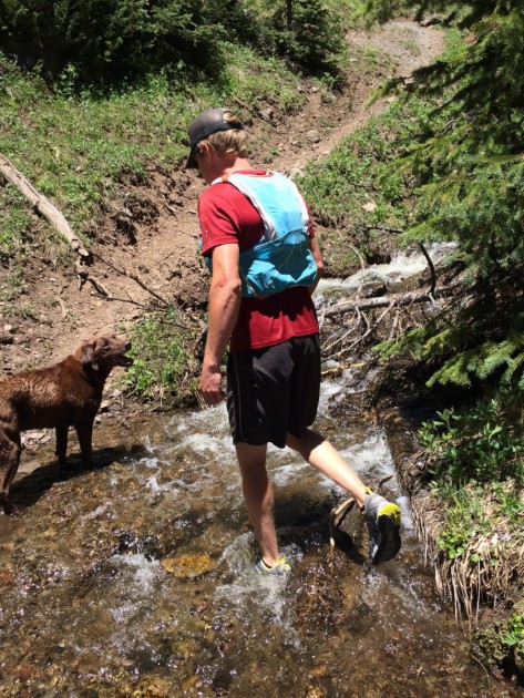 montrail caldorado - springtime run-off means no rocks to hop to get across this stream...