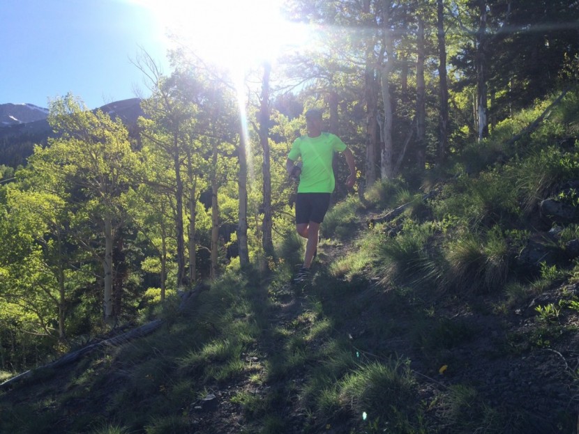the north face ultra endurance - out for an evening run on the oak creek trail above ouray, colorado...