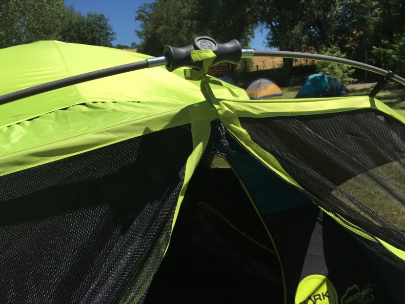 coleman carlsbad fast pitch 6 - we didn&#039;t love having to tie the awning to the hub on the carlsbad...