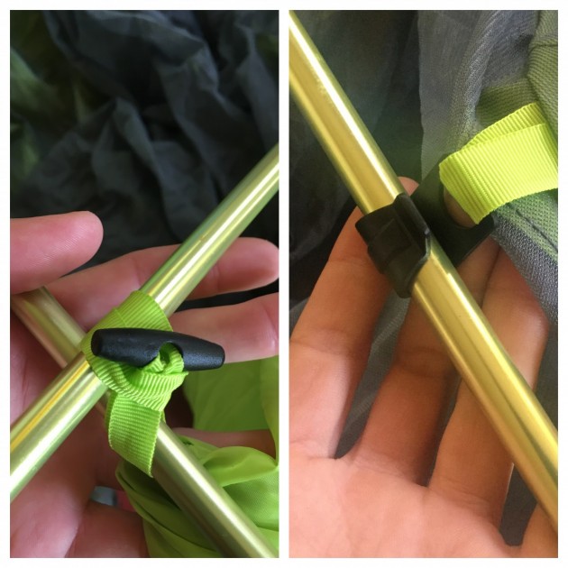 eureka midori 6 - most of the tent is attached to the poles with easy clips, shown...