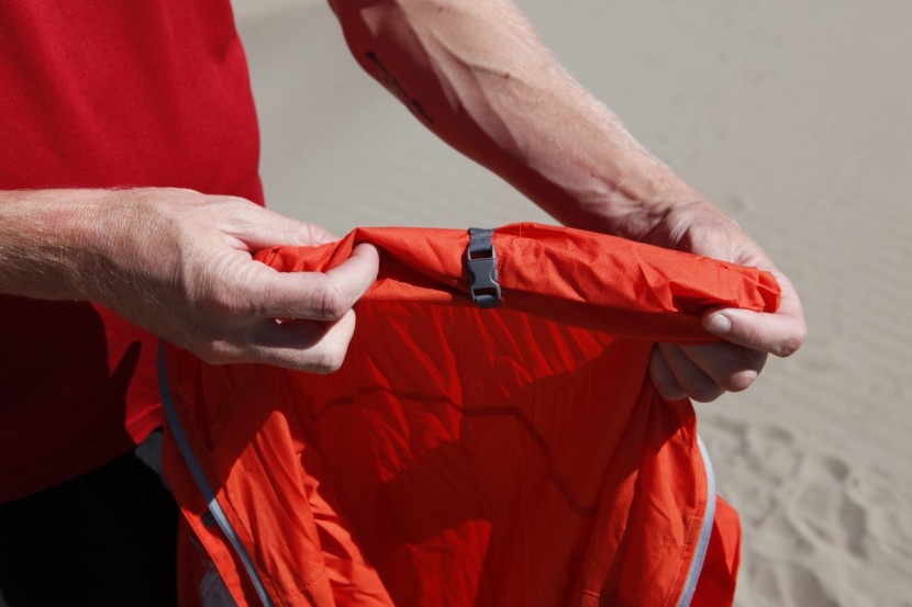 rab windveil jacket - the hood on the windveil can be stored away by rolling it up tight...