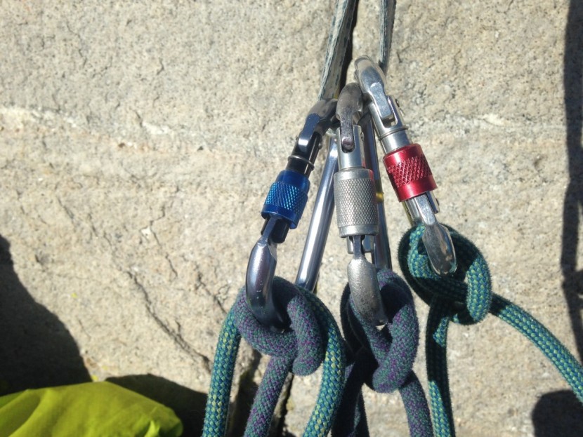 mad rock ultra-tech hms - a well-managed multi-pitch anchor, high on the east face of whitney.