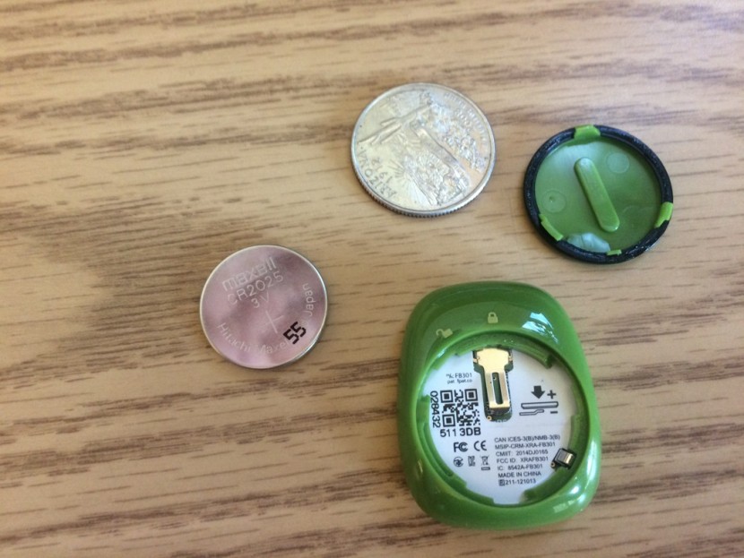 fitbit zip wireless - the &quot;bit&quot;, disassembled for battery change. the entire smooth green...