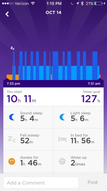 jawbone up move - the sleep tracking screen of the jawbone up. the fact that it tracks...