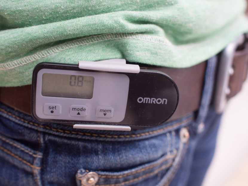 omron alvita optimized - the omron, clipped to a tester&#039;s belt.