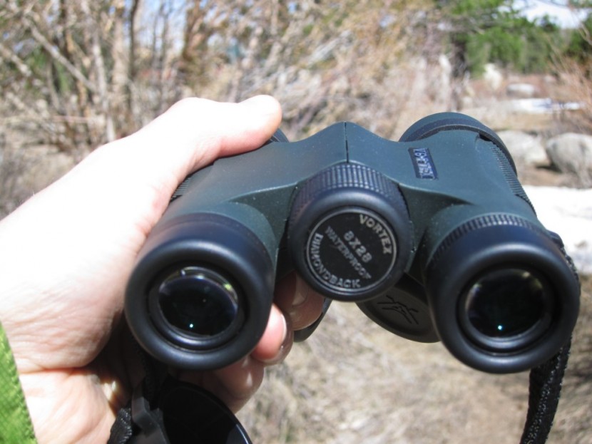 vortex diamondback 8x28 - we like the rubberized barrels for gripping and the rubber eyecups...