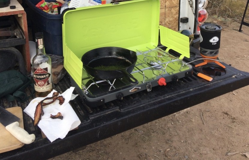 eureka spire lx - bacon + whiskey + fast boiled water for coffee = pure camping...