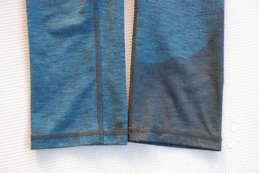 lucy studio hatha capri legging - the heather fabric that we tested changed color when wet. luckily...