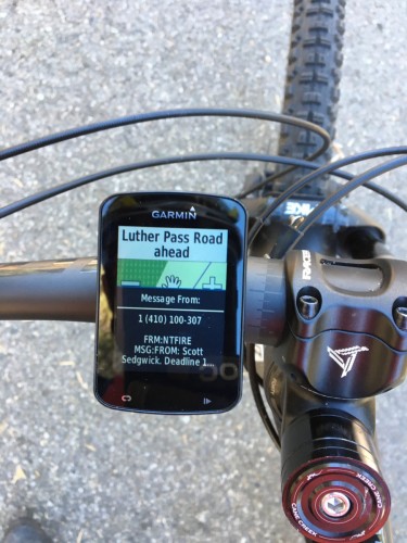 Garmin Edge 820 Review (Text message alerts display on the screen of the Garmin Edge 820.)