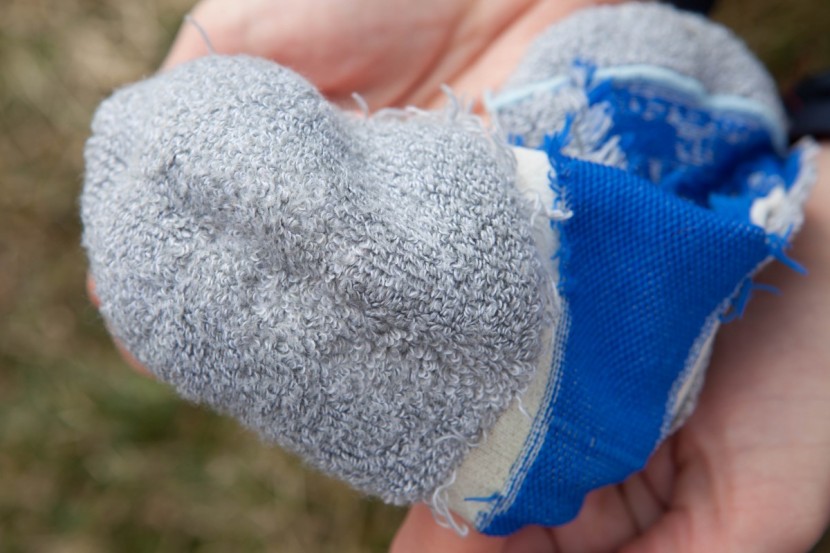 thorlos experia xccu - close up of the grey thorlo pads made of thor-wick cool polyester...