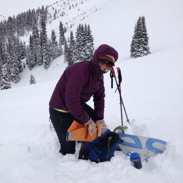kinco pigskin leather - amber on a cold day, putting skins away before descending down...