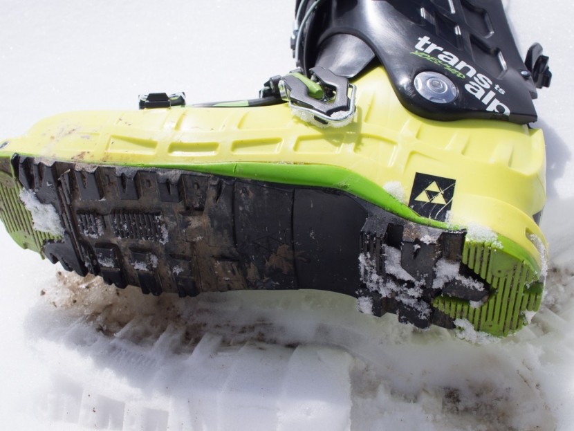 backcountry ski boots - the sole and lower shell of the fischer transalp. the molded ridges...