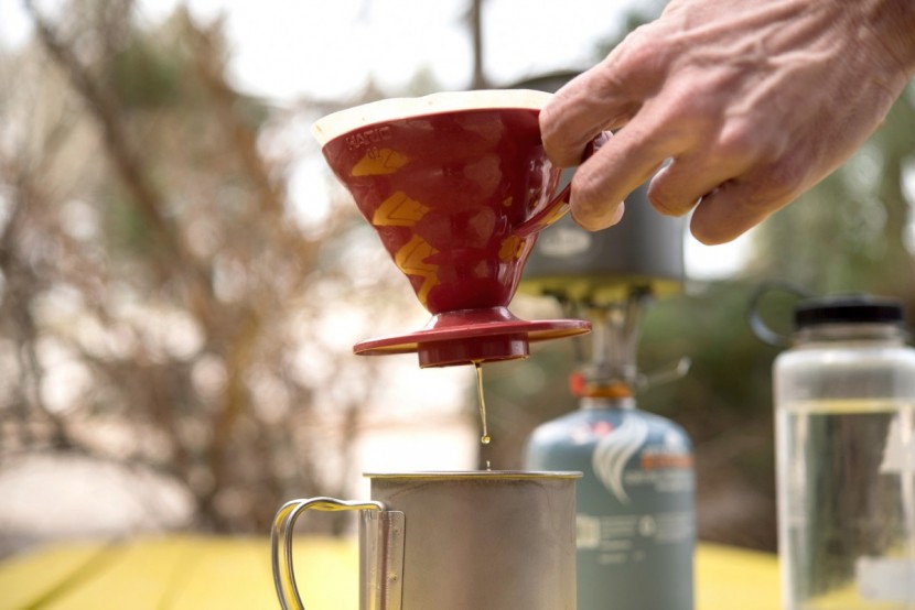 camping coffee - the v60&#039;s handle is convenient, and can also be used to clip it to...