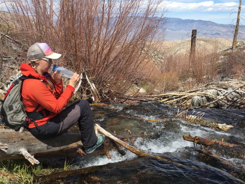 katadyn befree 0.6l - we take a moment to enjoy a cool sip of water...upstream from...