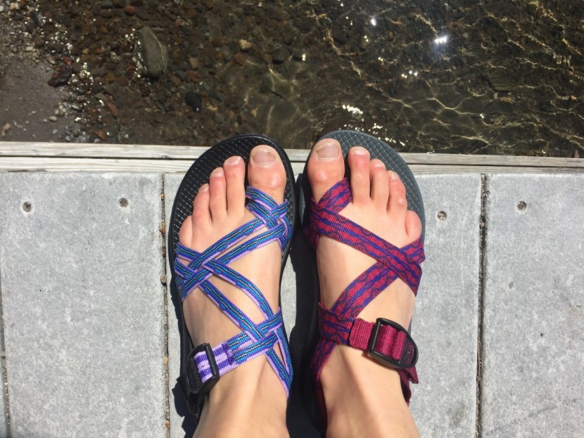sandals womens - two chaco models side by side.