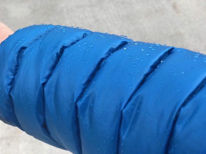 rei co-op magma 850 - water beaded well due to the magma's dwr coating.
