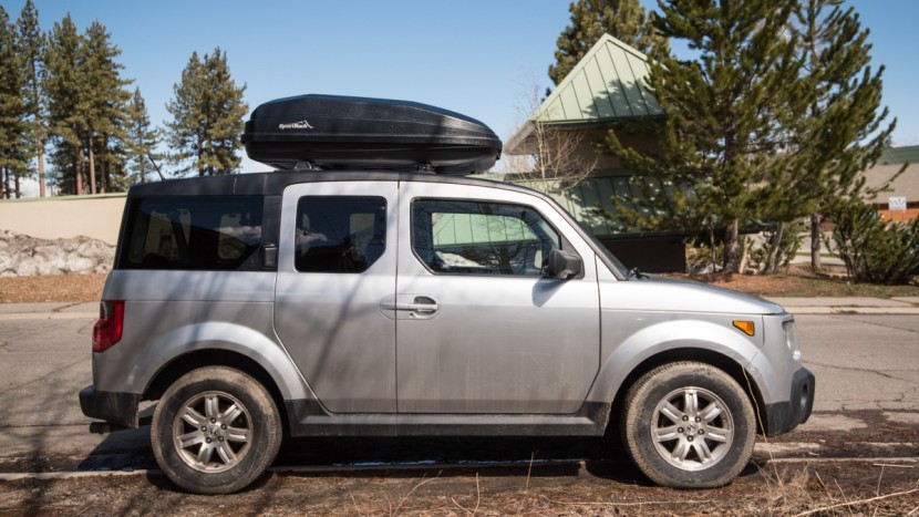 the sportrack's size in comparison to a medium-sized car