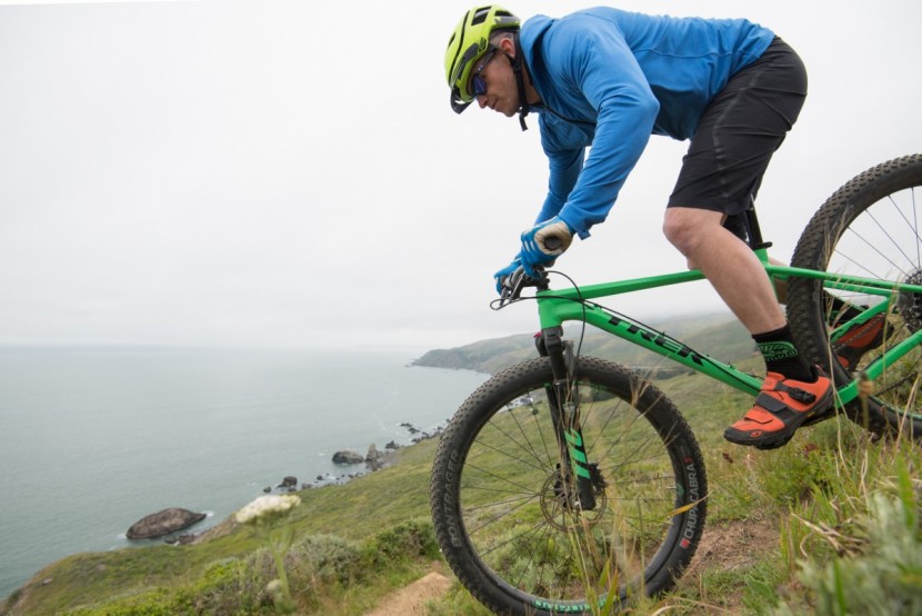 trek stache 7 2017 - the lack of a dropper post forces riders into a position that is...