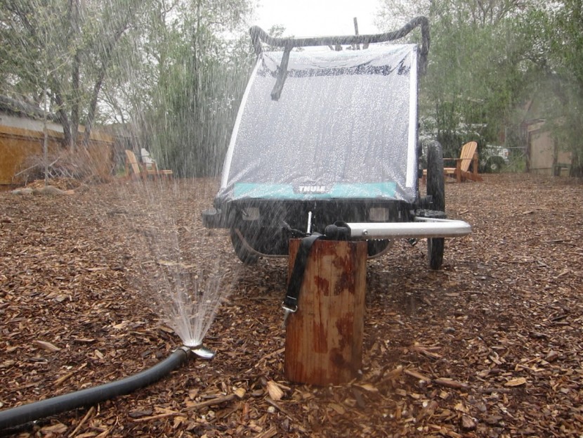 bike trailer - the thule chariot lite was an outstanding performer in our rain...