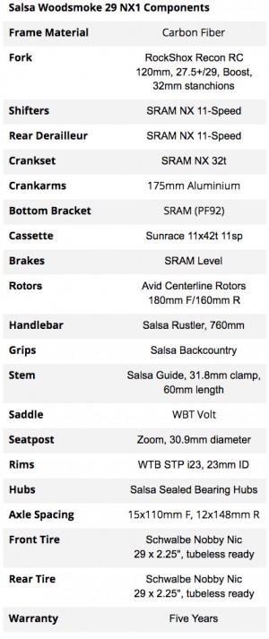 salsa woodsmoke 29 nx1 2017