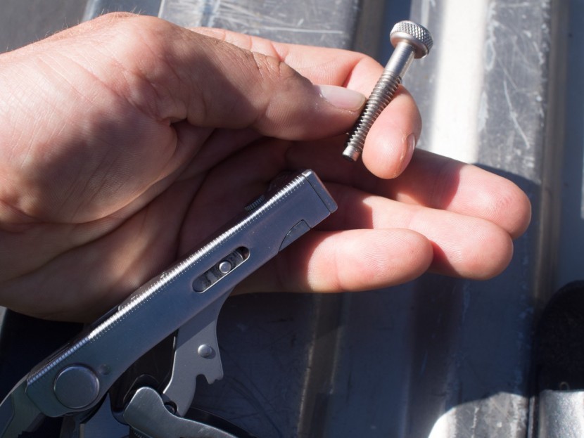 leatherman crunch - the 1/4" bit driver is in the end of the handle. the same hole...