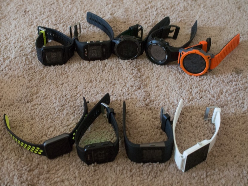 nixon mission - the 2017 set of tested gps watches, clockwise from upper left:...