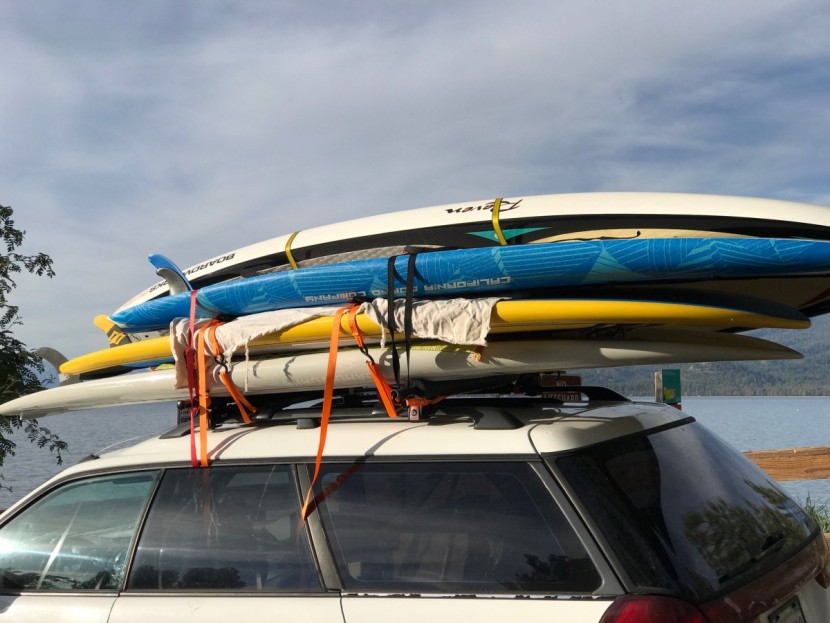 hard paddleboard - we had to get quite creative with so many boards to transport.