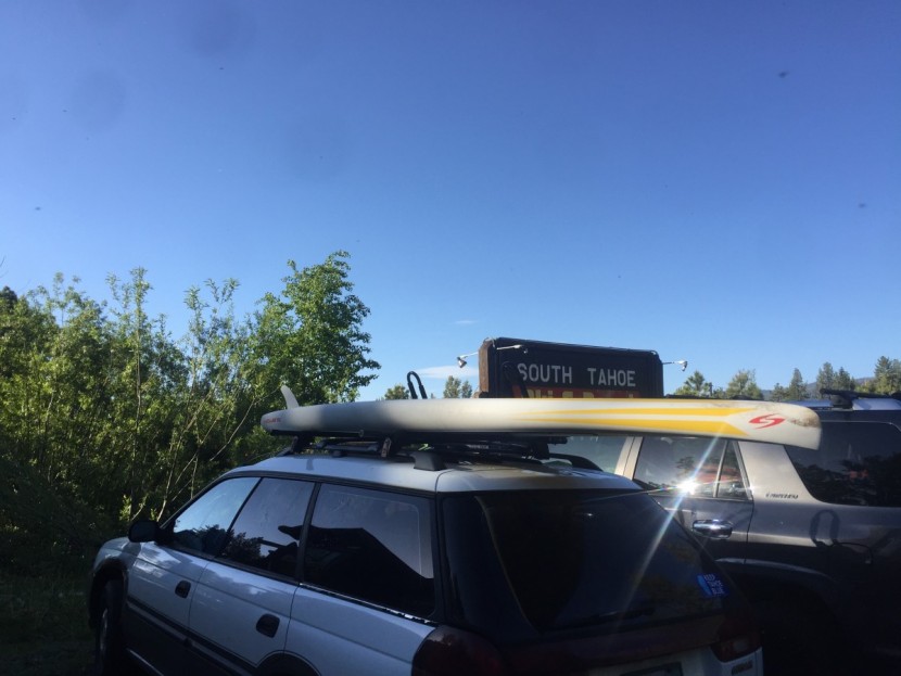 surftech saber - strapping this board down requires a little extra care to keep from...