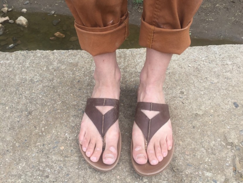 olukai lala - you can see a few scratches on the straps and a bit of scuffing on...