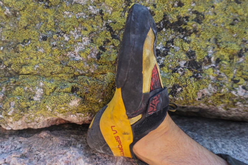 la sportiva skwama - the s-heel locks your heel in place for secure heel hooking.