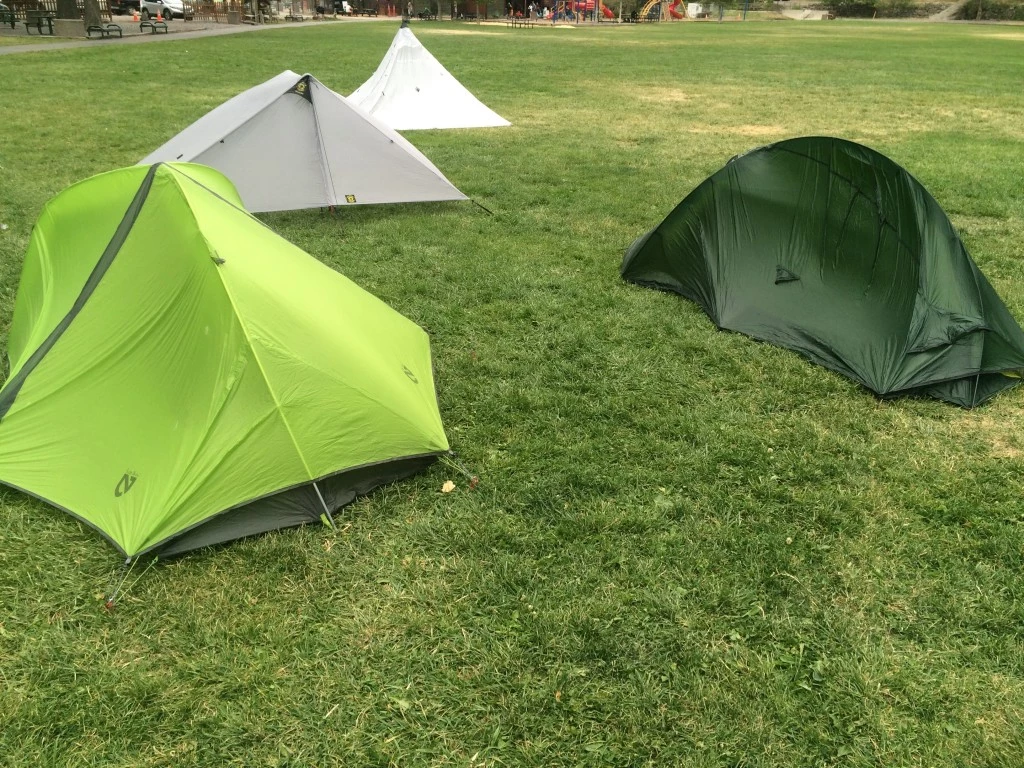 terra nova solar photon 2 ultralight tent review - tents set up in the park just before a thunderstorm and subject to...