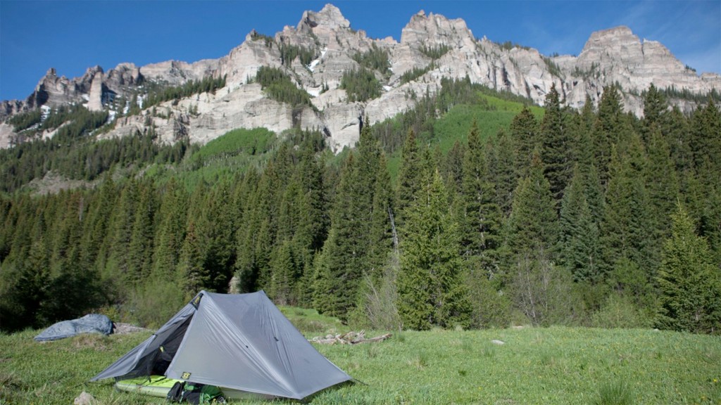 ultralight tent - one of the many ultralight tents we test under the rock escarpments...