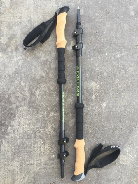 hiker hunger carbon fiber - the hiker hunger trekking poles collapsed.