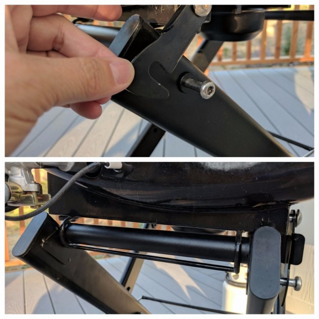 cuisinart all foods roll-away - top: the latch that won&#039;t stay unhooked unless pulled around the...