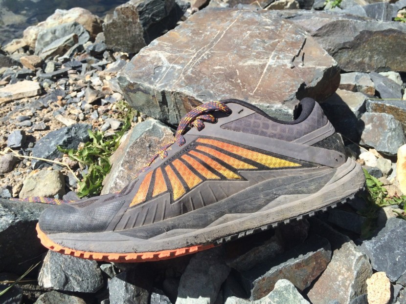 brooks caldera 2 - here you can see the large amount of midsole foam cushioning and the...