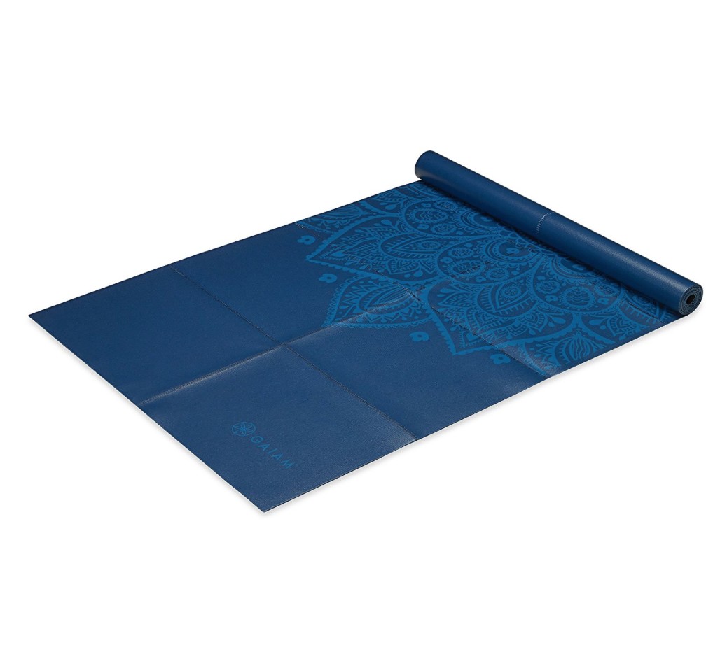  Gaiam Yoga Mat Folding Travel Fitness & Exercise Mat  Foldable  Yoga Mat for All Types of Yoga, Pilates & Floor Workouts, Be Free, 2mm,  68L x 24W x 2mm