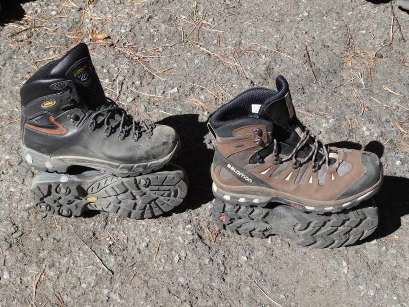 asolo power matic 200 gv - the two tallest boots, the asolo on the left, and salomon quest 4d...