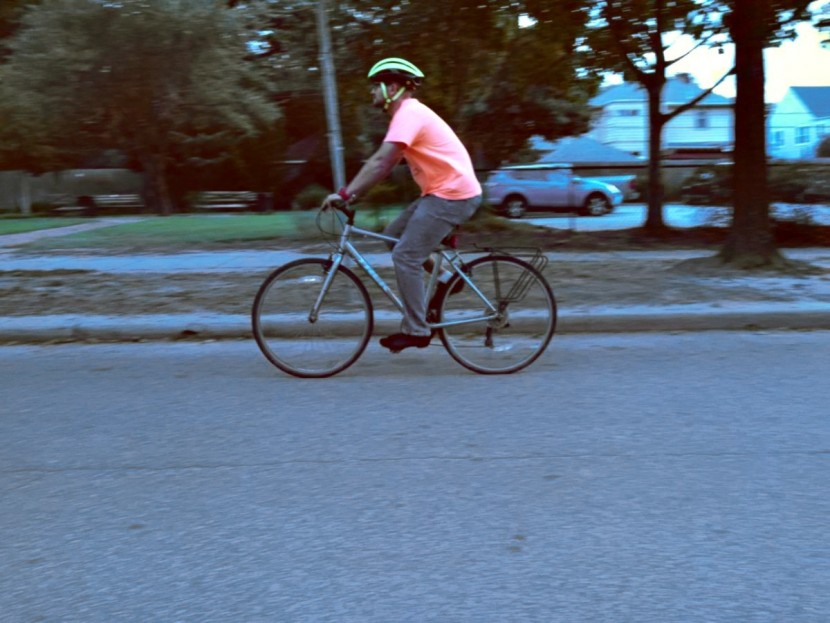 giro republic - local teacher and historian doug ziegenfuss shows off the commuter...