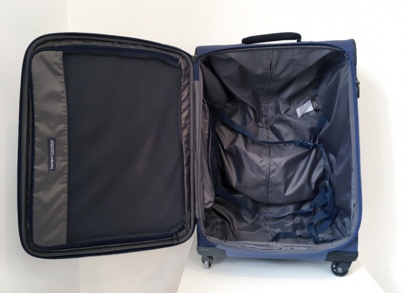 travelpro maxlite 4 25&quot; - a simple yet functional storage area with dual cinchable straps.