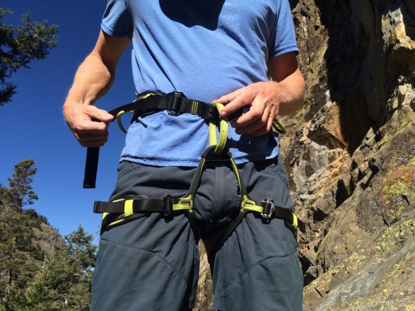 edelrid zack - you can see how much tail is left over after tightening up the waist...