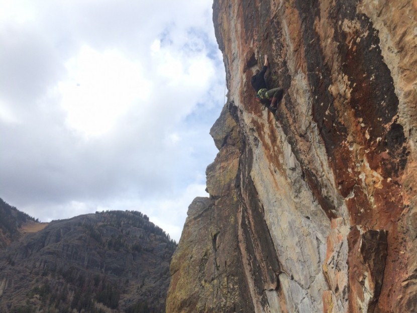 petzl corax - working on a steep sport climb at the techno crag in the san juans...