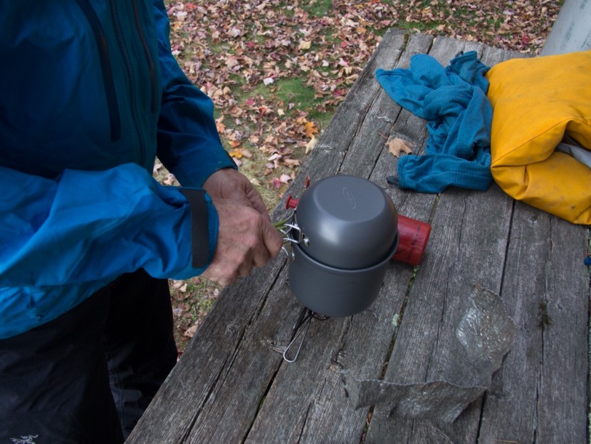 g4free 4 piece cooking set - on a camp stove with a compact burner, the narrow profile of the...